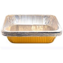 TigerChef Gold Disposable Half Size Aluminum Foil Steam Table Pans 9&quot; x 13&quot; - 5 pcs