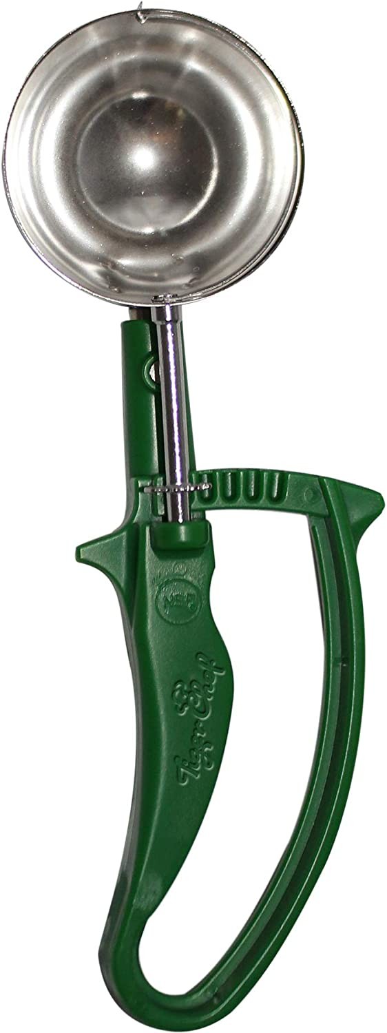 TigerChef Green Easy Grip Ergonomic Squeeze Handle Disher 2-2/3 oz.