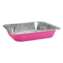 TigerChef Half Size Pink Disposable Aluminum Foil Steam Table Pans - 5 pcs
