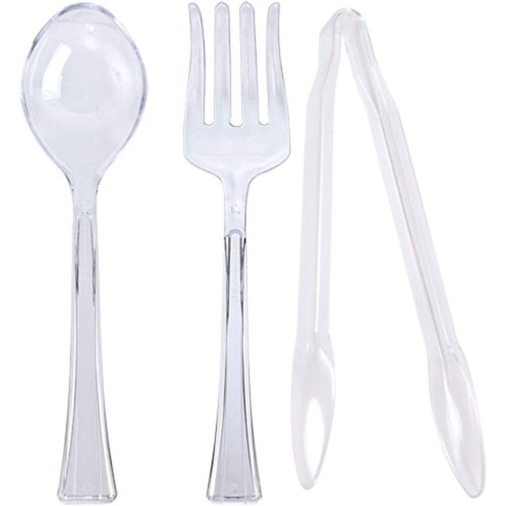 TigerChef Heavy Duty Disposable Clear Plastic Serving Utensils