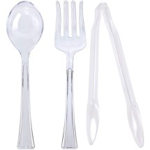 TigerChef Heavy Duty Disposable Clear Plastic Serving Utensils, Set of 12