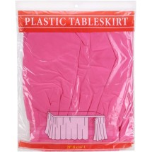 TigerChef Hot Pink Plastic Table Skirt 14" x 29"- 3/Pack