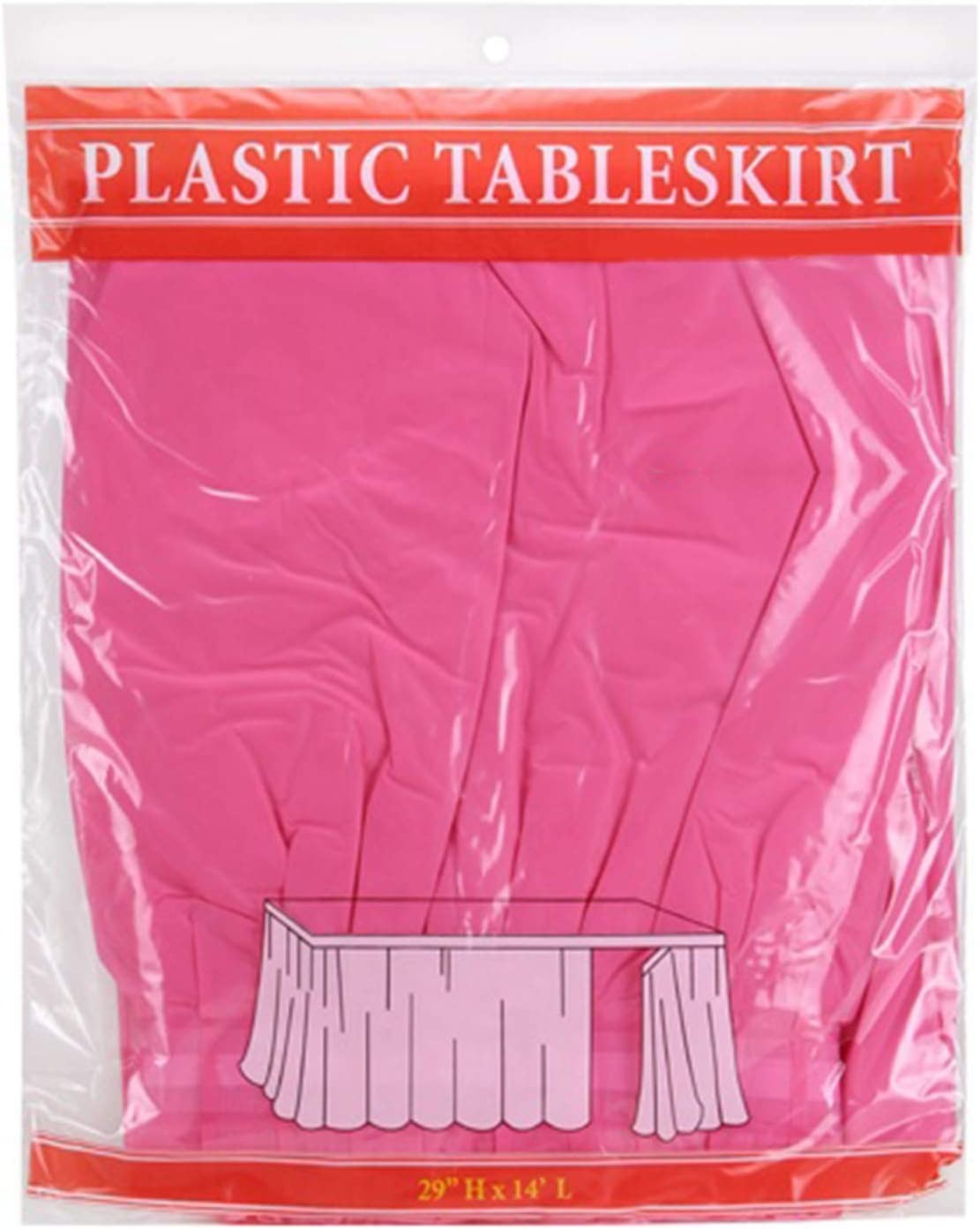 TigerChef Hot Pink Plastic Table Skirt 14" x 29"- 3/Pack