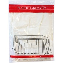 TigerChef Ivory Plastic Table Skirt 14&quot; x 29&quot; - 12/Pack
