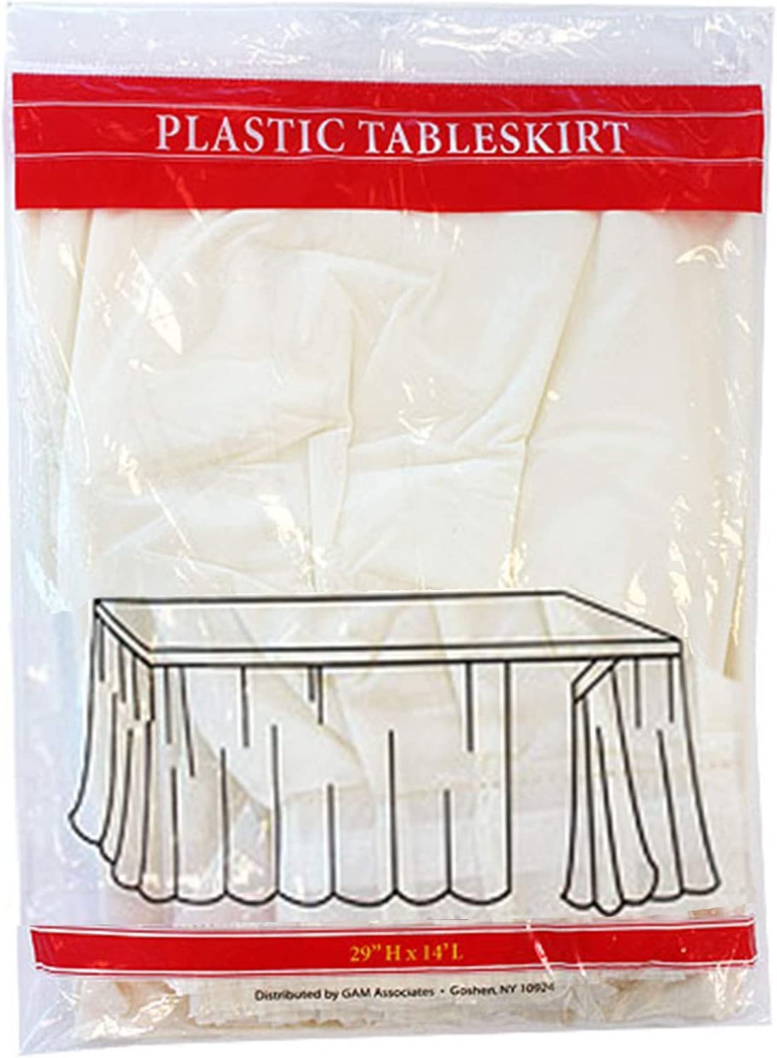 TigerChef Ivory Plastic Table Skirt 14" x 29" - 12/Pack