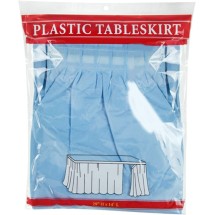 TigerChef Light Blue Plastic Table Skirt 14&quot; x 29&quot; - 12/Pack