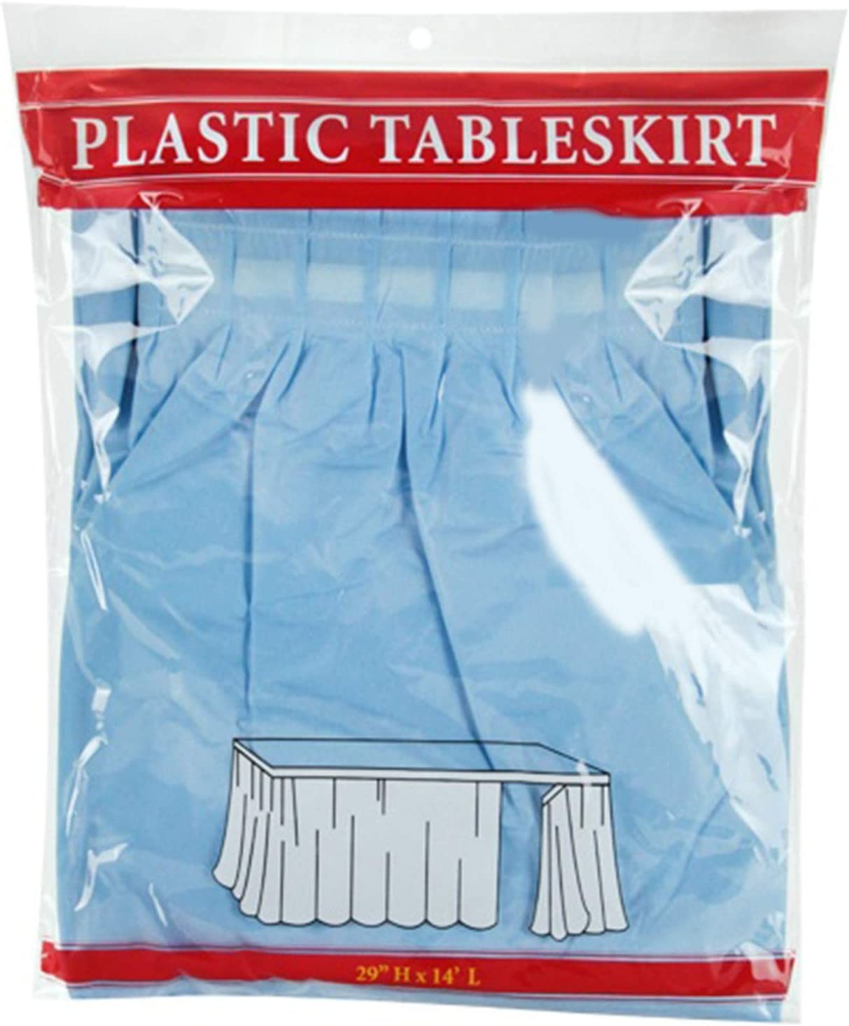 TigerChef Light Blue Plastic Table Skirt 14" x 29" - 12/Pack
