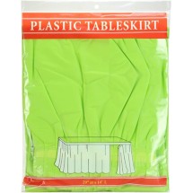 TigerChef Lime Green Plastic Table Skirt 14" x 29" - 3 pcs