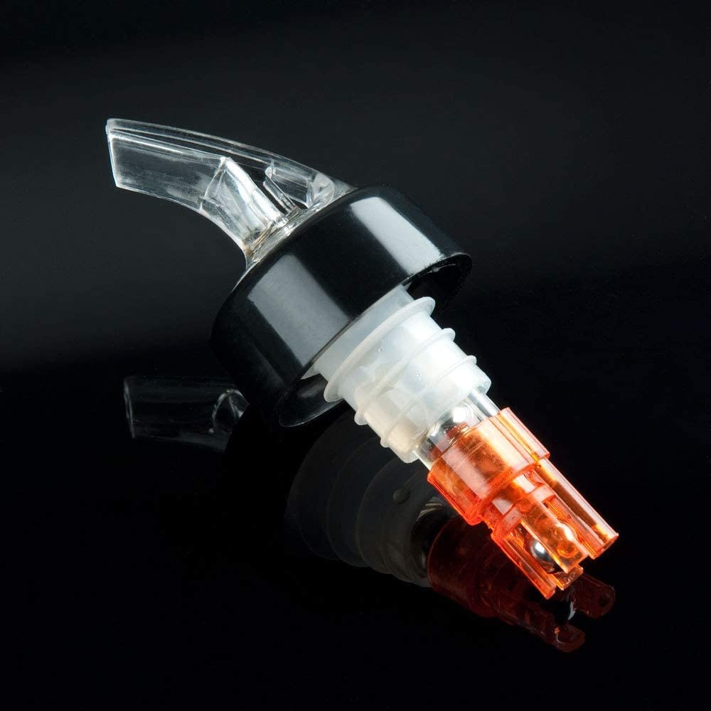 TigerChef Measured Liquor Pourer with Collar, Orange, 1/2 oz., 6/Pack