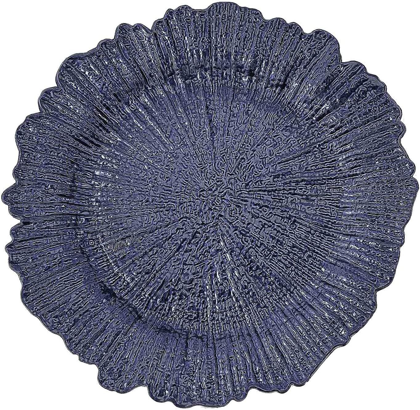 TigerChef Navy Blue Coral Reef Acrylic Charger Plate, 12/carton