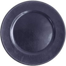 TigerChef Navy Blue Round Beaded Charger Plate 13&quot;, Set of 2