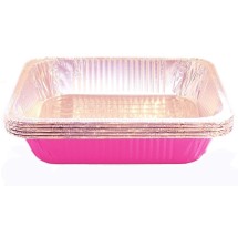 TigerChef Pink Disposable Full Size Aluminum Foil Steam Table Pans - 5 pcs
