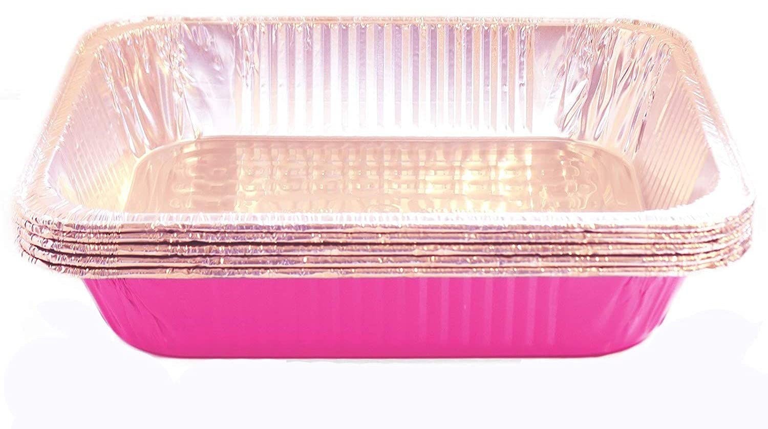 TigerChef Pink Disposable Full Size Aluminum Foil Steam Table Pans - 5 pcs  - LionsDeal