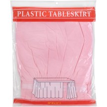 TigerChef Pink Plastic Table Skirt 14&quot; x 29&quot; 12/Pack