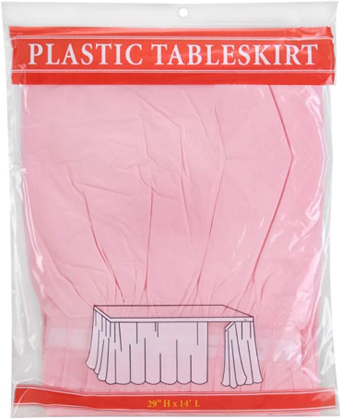TigerChef Pink Plastic Table Skirt 14" x 29" 12/Pack