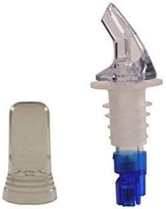 TigerChef Plastic Measured Liquor Pourer without Collar, Blue, with Pourer Dust Covers 7/8 oz., 12/Pack