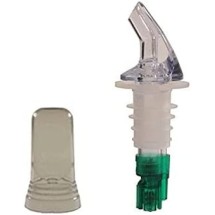 TigerChef Plastic Measured Liquor Pourer without Collar, Green, with Pourer Dust Covers 3/4 oz., 24/Pack