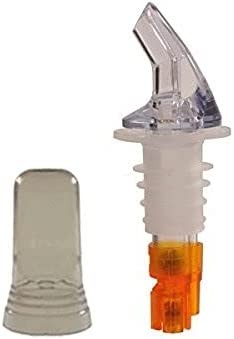 TigerChef Plastic Measured Liquor Pourer without Collar, Orange, with Pourer Dust Covers 1/2 oz., 6/Pack