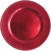 TigerChef Red Beaded Melamine Charger Plate 13&quot; - Set of 6