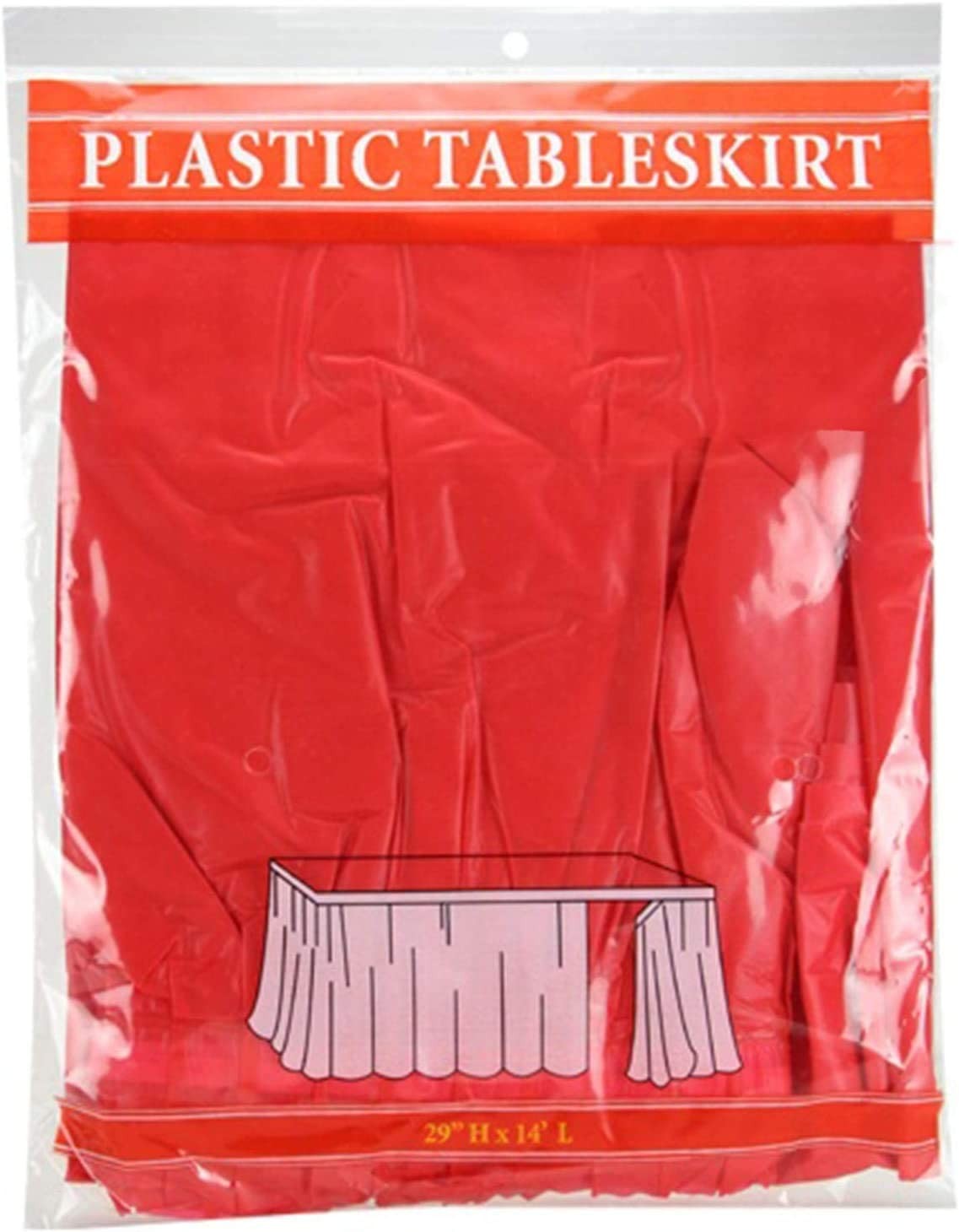 TigerChef Red Plastic Table Skirt 14" x 29"- 12/Pack