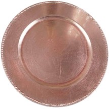 TigerChef Rose Gold Round Beaded Charger Plate 13&quot;, Set of 12