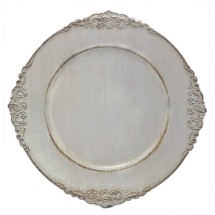 TigerChef Round Antique Embossed Gray 13" Charger Plate 
