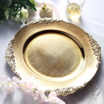 TigerChef Round Antique Gold 13" Charger Plate