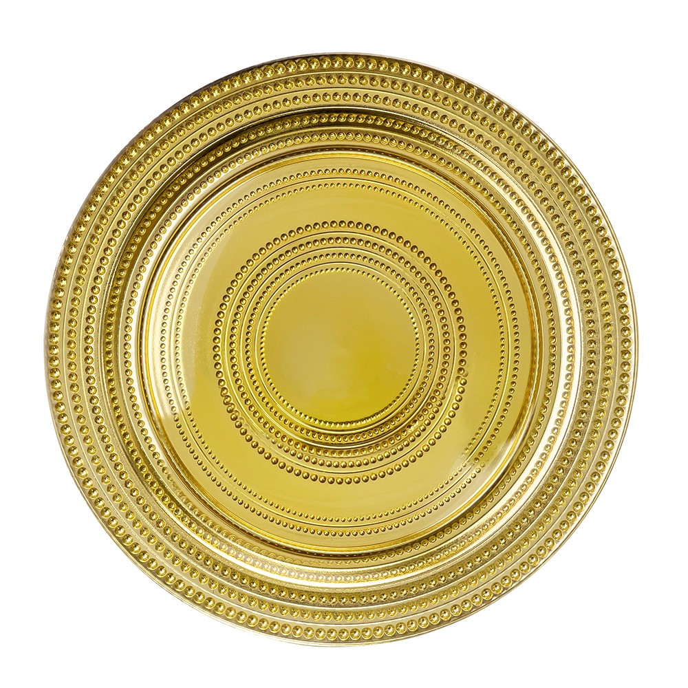 TigerChef Round Glass Gold Dot Charger Plate 13