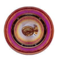 TigerChef Round Glass Red Iridescent Charger Plate 13" 