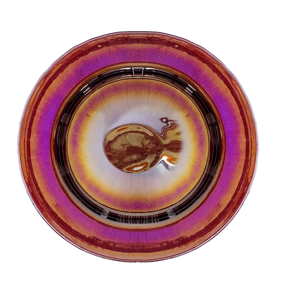 TigerChef Round Glass Red Iridescent Charger Plate 13