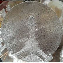 TigerChef Round Glass Silver Clear Distressed Charger Plate 13" 