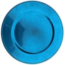 TigerChef Royal Blue Round Beaded Charger Plates, 13&quot;, Set of 12