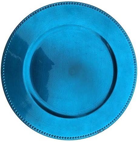 TigerChef Royal Blue Round Beaded Charger Plates, 13", Set of 12