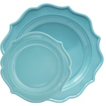 TigerChef Sea Blue Scalloped Rim Disposable Plates Set, Includes 10" and 8" Plates, Service for 48