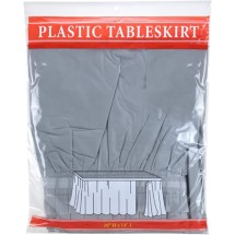 TigerChef Silver Plastic Table Skirt 14" x 29"