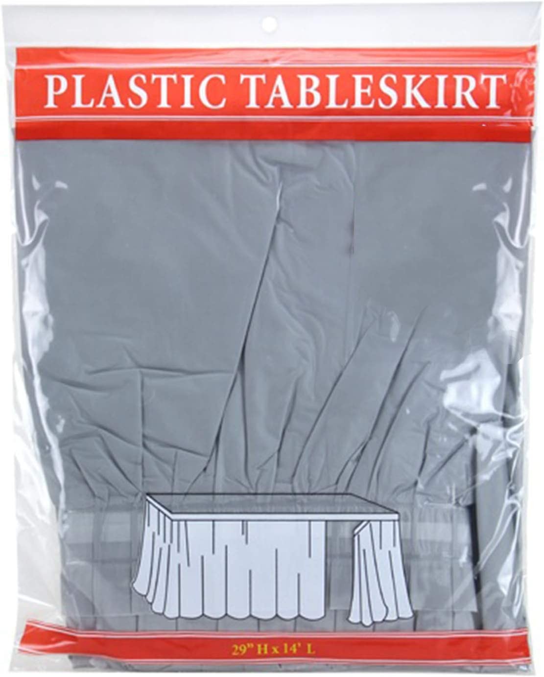 TigerChef Silver Plastic Table Skirt 14" x 29"