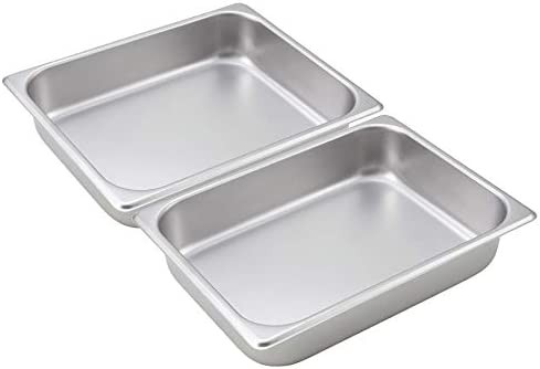 TigerChef Stainless Steel Half Size Steam Table Pan 2-1/2" Deep - 2 pcs
