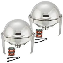TigerChef Stainless Steel Roll Top Chafer Set, 6 Quart - 2 Sets