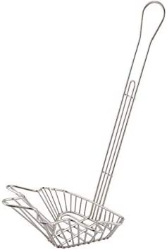 TigerChef Stainless Steel Triangular Taco Salad Bowl Fry Basket with 18" Handle