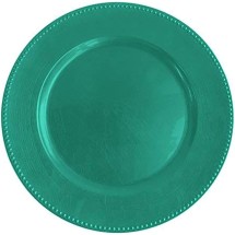 TigerChef Turquoise Round Beaded Charger Plate 13", Set of 2