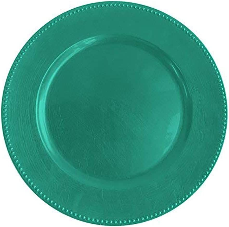 TigerChef Turquoise Round Beaded Charger Plate 13", Set of 2
