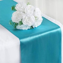 TigerChef Turquoise Satin Table Runner 12&quot; x 108&quot;, 12/Pack