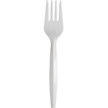 TigerChef White Medium Weight Plastic Forks, 1000/Pack