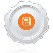 TigerChef White Scalloped Rim Disposable Appetizer Plates 8&quot;, 60/Plates
