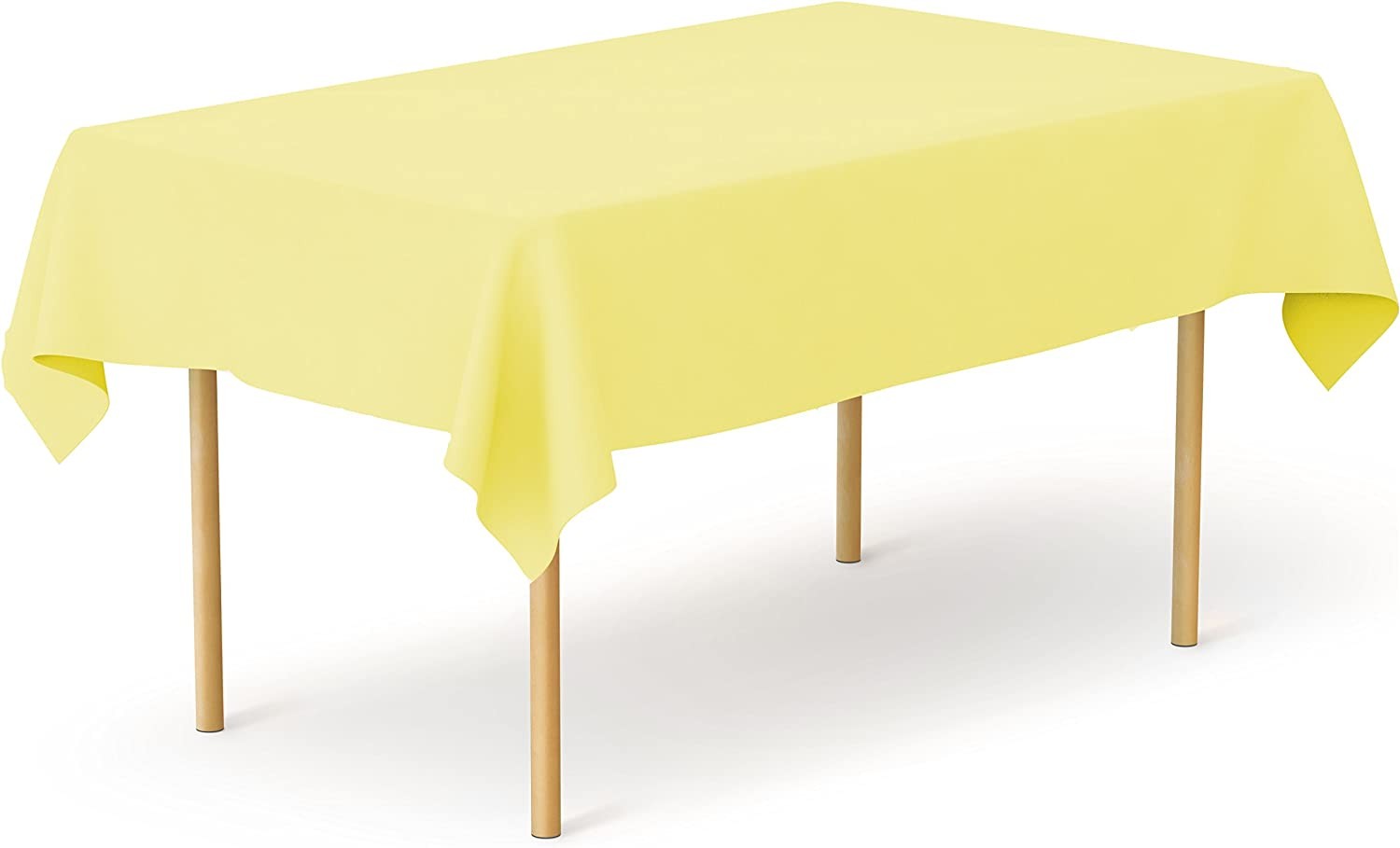 TigerChef Yellow Heavy Duty Plastic Tablecloth, 54" x 108", 3/Pack