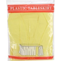 TigerChef Yellow Plastic Table Skirt 14&quot; x 29&quot; - 12 pcs