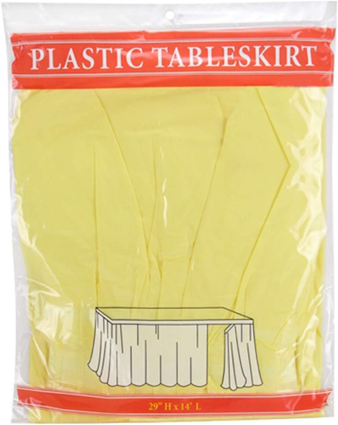 TigerChef Yellow Plastic Table Skirt 14" x 29" - 12 pcs