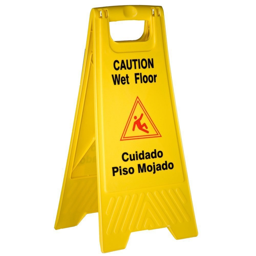 TigerChef Yellow Plastic Wet Floor Caution Sign - 4 pcs