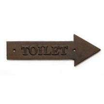 TableCraft WCR Antique Bronze &quot;Toilet&quot; Arrow Sign, Right 11-1/2&quot; x 4&quot;