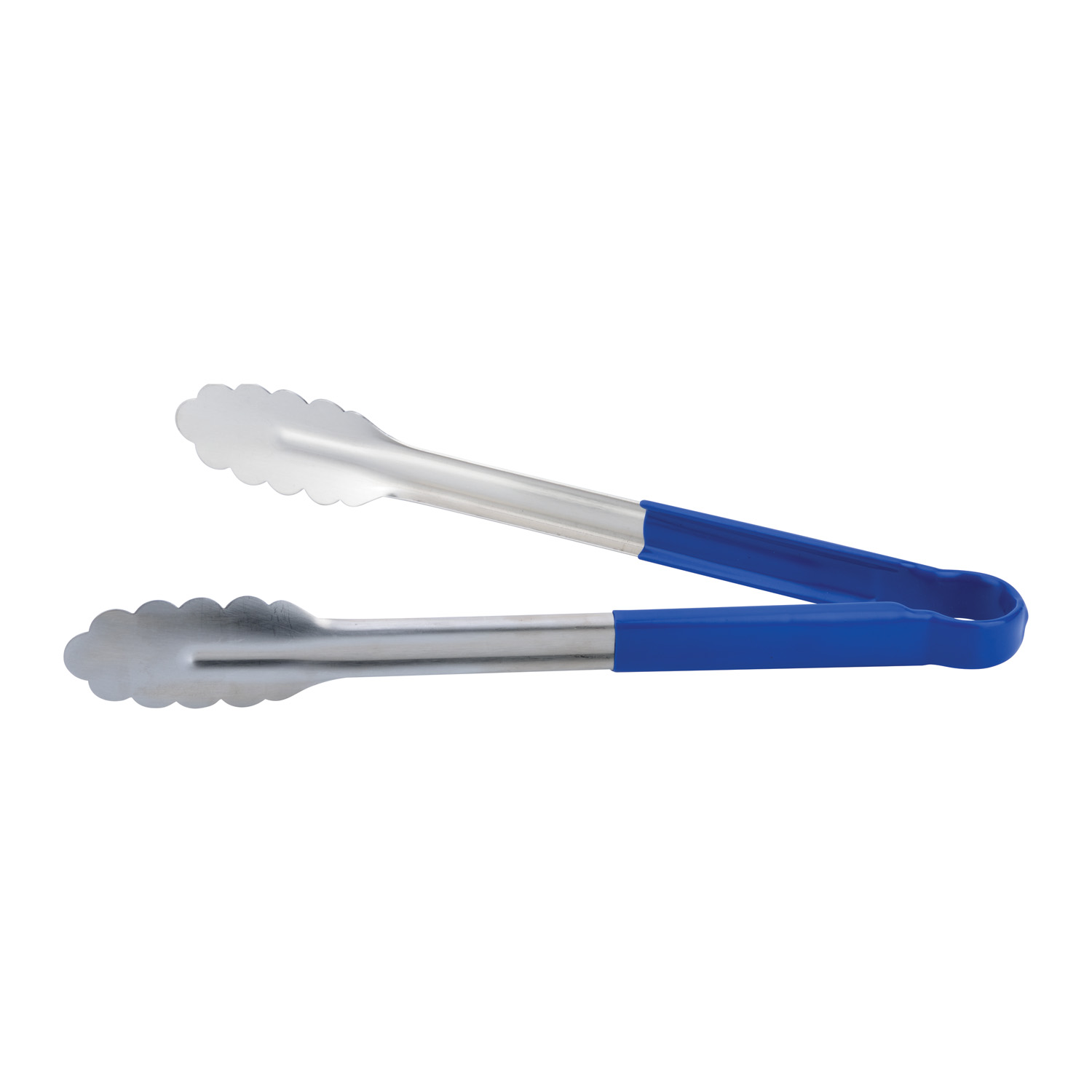 CAC China STCH-12BL Stainless Steel Tongs with Blue Handle 12"
